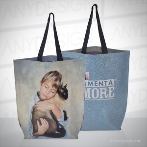 BORSA PROMOZIONALE IN TNT LAMINATO PER SUPERMERCATI E NEGOZI - PROMOTIONAL BAG IN LAMINATED NON-WOVEN FOR SUPERMARKETS AND SHOPS
