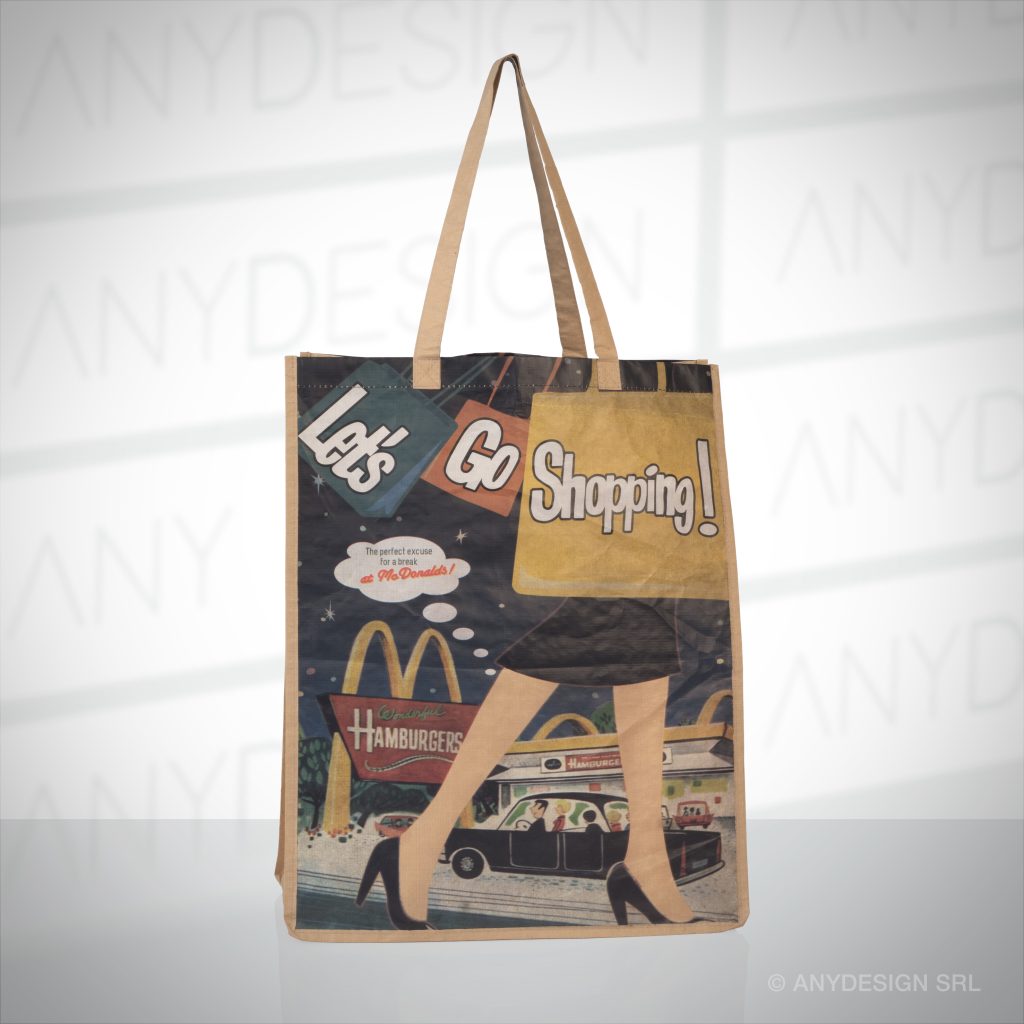 BORSA PROMOZIONALE IN CARTA RICICLATA PER SUPERMERCATI E NEGOZI - PROMOTIONAL SHOPPING BAG IN RECYCLED PAPER FOR SUPERMARKETS AND SHOPS