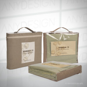 CONTAINER FOR BLANKETS/SHEETS IN RECYCLED EVA AND BIODEGRADABLE NONWOVEN